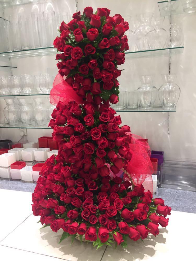 Luxury Red Rose Standing Heart Arrangement