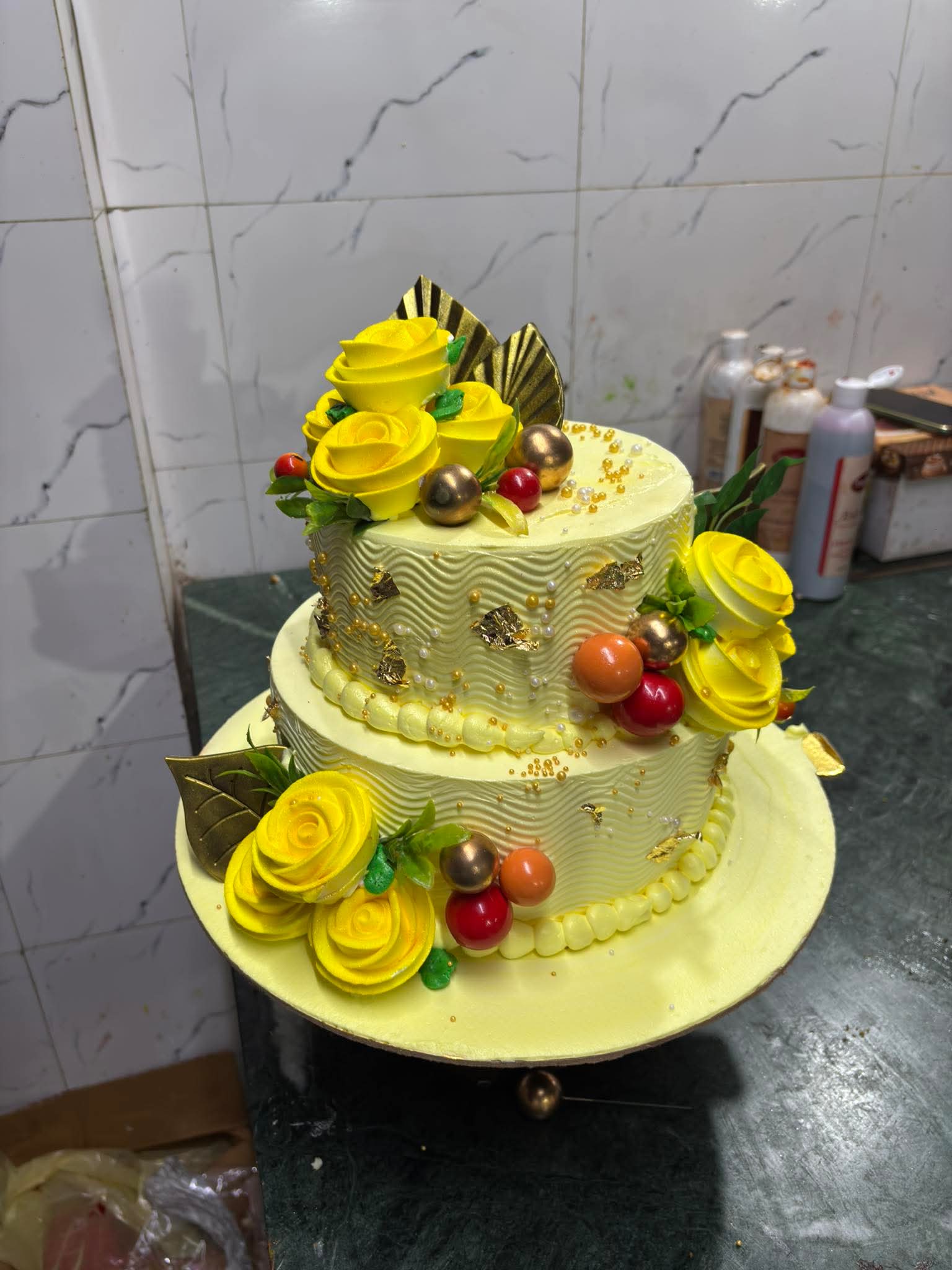 Golden Bloom Butterscotch Cake