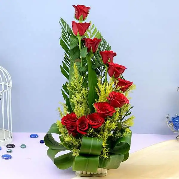 Artistic 12 Red Roses Floral Arrangement