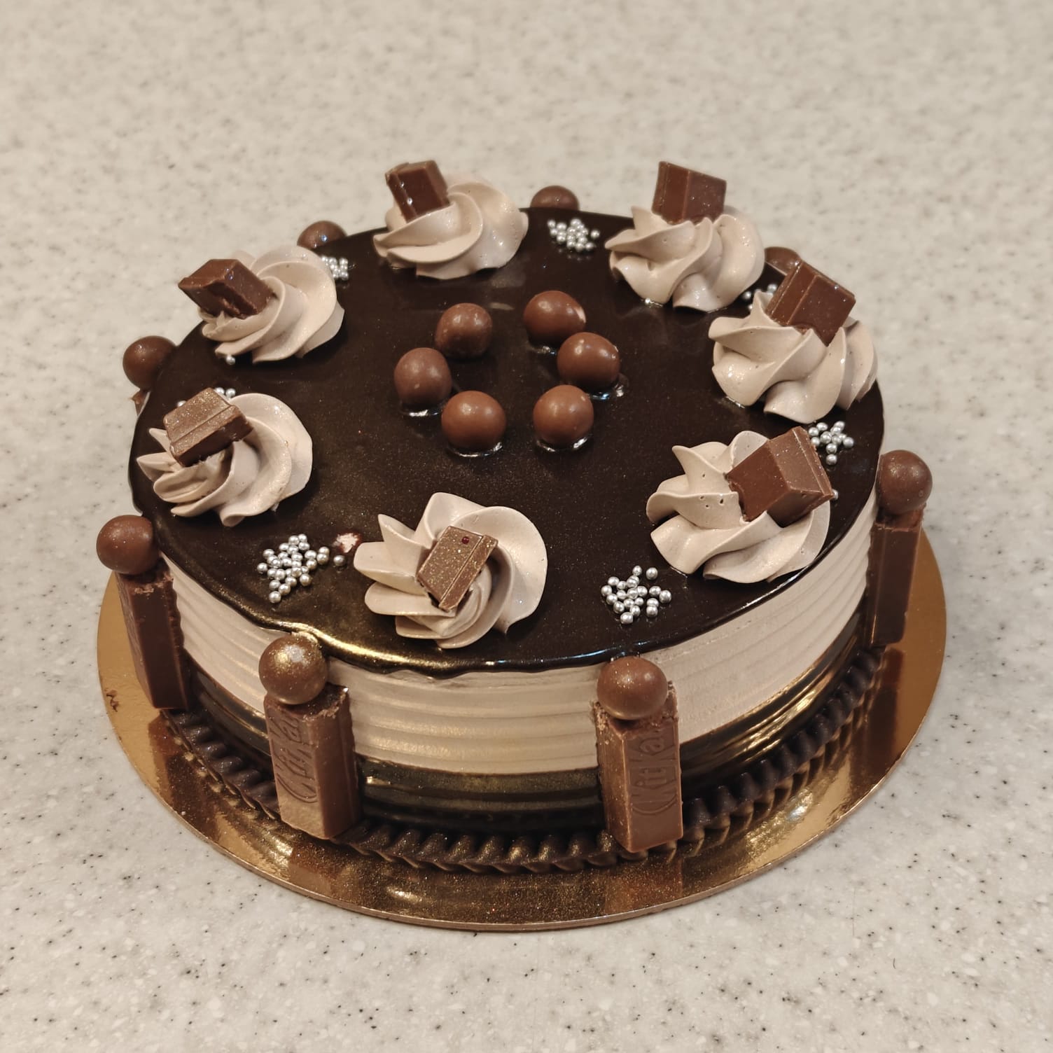 Chocolate Truffle Celebration Cake with KitKat & Cream Swirls 🍫🎂